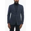 Nino Danieli Texture Fabric Blazer With Removable Double Collar In Blue