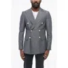 Nino Danieli Side Vents Peak Lapel Double Breasted Blazer In Gray