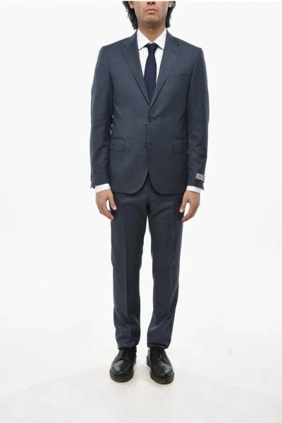 Nino Danieli Single-breasted Virgin Wool Suit With Notch Lapel In Blue