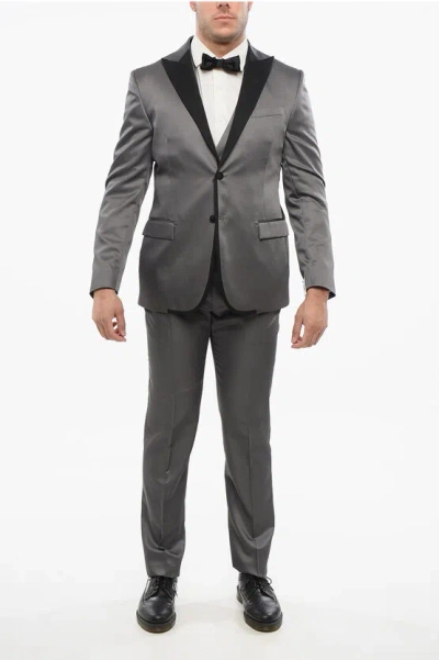 Nino Danieli Striped Three-piece Suit With Contrasting Peak Lapel