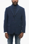 Nino Danieli Texture Fabric Blazer With Removable Double Collar In Blue