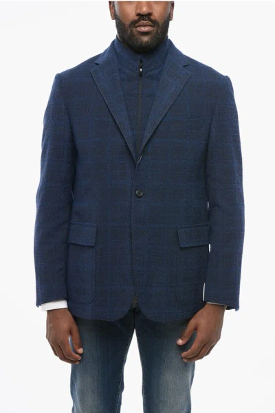 Nino Danieli Texture Fabric Blazer With Removable Double Collar In Blue