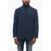 Nino Danieli Texture Fabric Blazer With Removable Double Collar In Blue