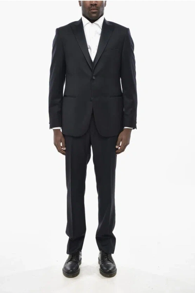 Nino Danieli Three-piece Virgin Wool Suit Cerimonia With Double Vents, Pe In Black