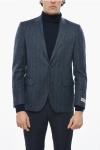 Nino Danieli Virgin Wool Blazer With Notch Lapel In Blue