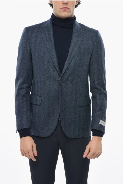 Nino Danieli Virgin Wool Blazer With Notch Lapel In Blue