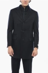 Nino Danieli Virgin Wool Coat With Removable Chest Piece In Black