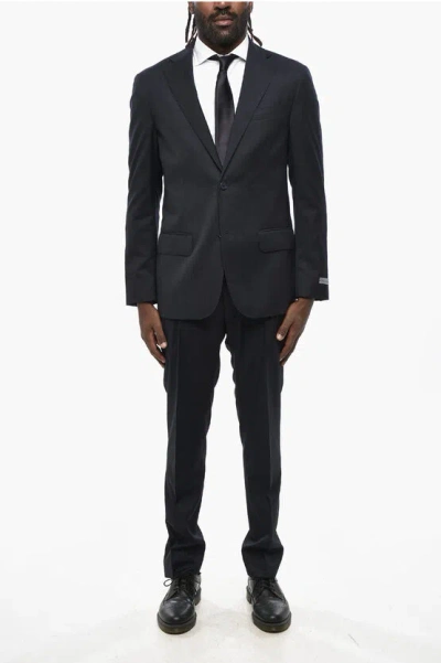 NINO DANIELI VIRGIN WOOL SIDE VENTS 2-BUTTON SUIT WITH FLAP POCKETS