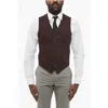 Nino Danieli Wool 7 Buttons Vest With Oatch Pockets In Brown