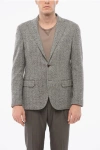 Nino Danieli Wool Blend Single Breasted Blazer Herringbone Motif Withflap In Gray