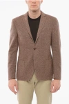 Nino Danieli Wool Blend Single Breasted Blazer With Flap Pockets In Brown