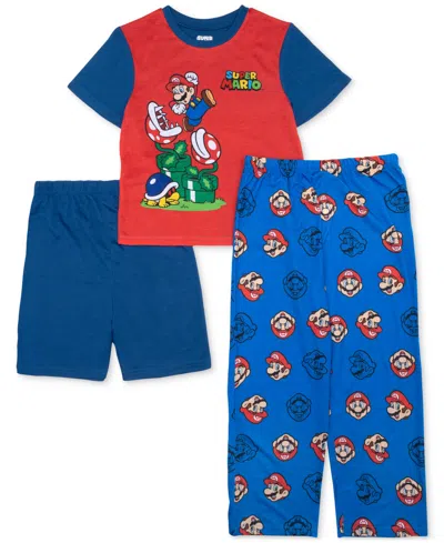 Nintendo Kids' Big Boys 3-pc. Mario Short-sleeve Pajama Set In Assorted