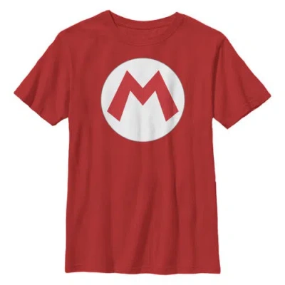 Nintendo Kids' Boy's  Mario Circle Icon  Graphic T-shirt In Red