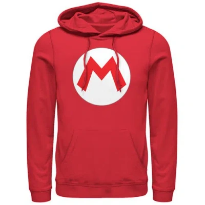 Nintendo Mario Circle Icon  Pull Over Hoodie In Red
