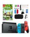 Nintendo Switch In Neon With Pikmin 3 Deluxe Game And Accessories Kit In Open Misce