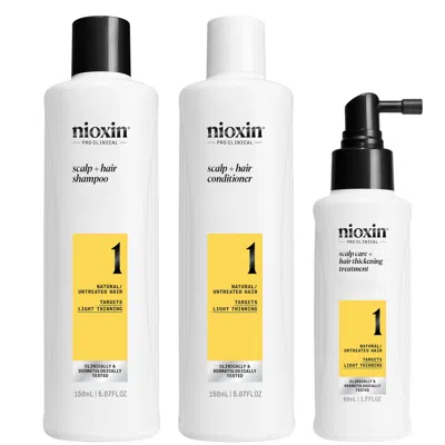 Nioxin Scalp And Hair Thickening System 1 For Natural Hair With Light Thinning Trial Kit In White