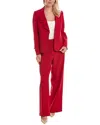Nipon Boutique Women's Asymmetrical Ruffled One-button Jacket & Wide-leg Pant Suit In Red
