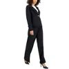 Nipon Boutique Womens Ruffled Polyester One-button Suit In Black