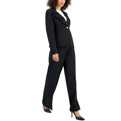 Nipon Boutique Womens Ruffled Polyester One-button Suit In Black