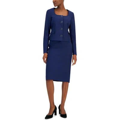 Nipon Boutique Women's Scoop-neck Jacket & Pencil Skirt Suit In Bright Navy