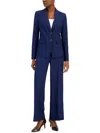 Nipon Boutique Women's Asymmetrical Ruffled One-button Jacket & Wide-leg Pant Suit In Blue