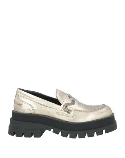Nira Rubens Woman Loafers Platinum Size 5 Leather In Grey