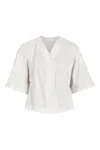 Niran Women's Cami White Twill Cropped Jacket In White