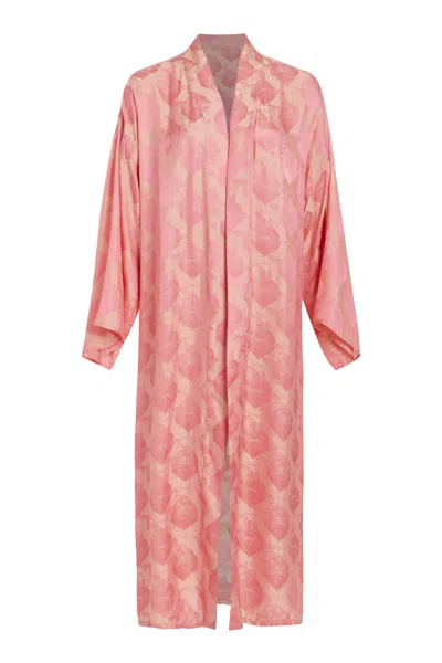 Niran Women's Pink / Purple Belle Pink Fans  Kimono Robe In Pink/purple