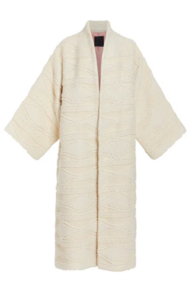 Niran Women's White Jenna Cream Knit Kimono Coat