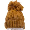 Nirvana Designs Big Pom Rib Fold Hat In Honey
