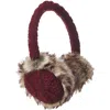 Nirvana Designs Cable Knit Adjustable Earmuffs With Faux Fur In Burgundy