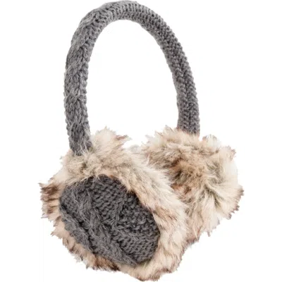 Nirvana Designs Cable Knit Adjustable Earmuffs With Faux Fur In Dark Grey