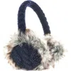 Nirvana Designs Cable Knit Adjustable Earmuffs With Faux Fur In Navy