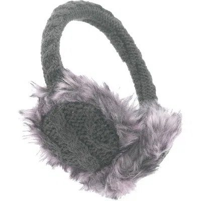 Nirvana Designs Cable Knit Adjustable Earmuffs With Faux Fur In Olive