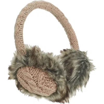 Nirvana Designs Cable Knit Adjustable Earmuffs With Faux Fur In Pink Quartz
