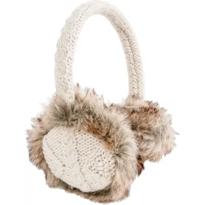 Nirvana Designs Cable Knit Adjustable Earmuffs With Faux Fur In White
