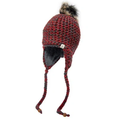 Nirvana Designs Chunky Knit Earflap Hat In Burgundy