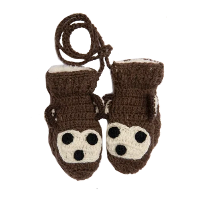 Nirvana Designs Crochet Monkey Mittens In White Combo