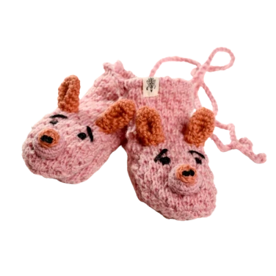 Nirvana Designs Crochet Piggy Mittens In White