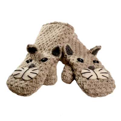 Nirvana Designs Crochet Shmil The Cat Mittens In White