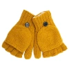 Nirvana Designs Fingerless Gloves With Button Flap And Fleece Lining In Honey