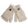 Nirvana Designs Fingerless Gloves With Button Flap And Fleece Lining In Linen