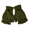 Nirvana Designs Fingerless Gloves With Button Flap And Fleece Lining In Olive