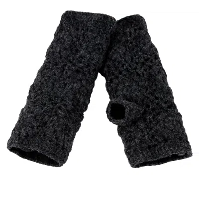 Nirvana Designs Flower Crochet Handwarmers In Charcoal