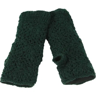 Nirvana Designs Flower Crochet Handwarmers In Forest