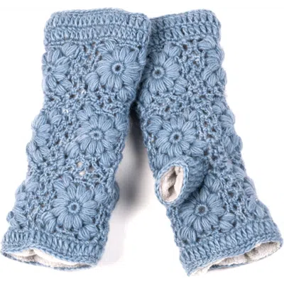 Nirvana Designs Flower Crochet Handwarmers In Ice