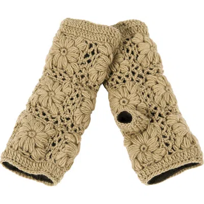 Nirvana Designs Flower Crochet Handwarmers In Light Green