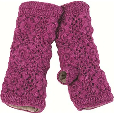 Nirvana Designs Flower Crochet Handwarmers In Orchid