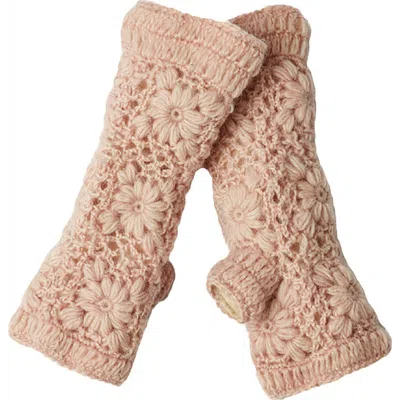 Nirvana Designs Flower Crochet Handwarmers In Pink Quartz