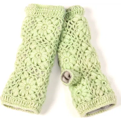 Nirvana Designs Flower Crochet Handwarmers In Spearmint